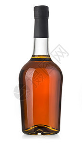 全威士忌瓶在白背景与剪切路径隔离图片