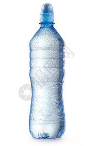 水瓶在白色上隔着水滴图片