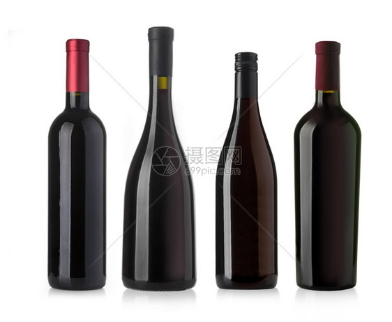 红葡萄酒和白背景隔绝的瓶子图片