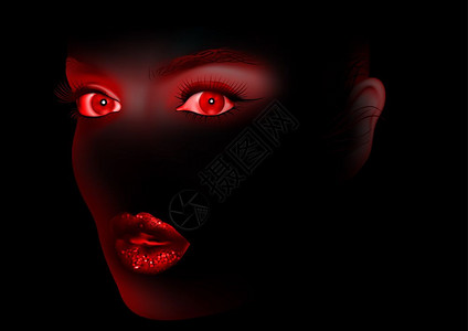 红妇女对黑眼睛和嘴唇图片