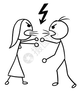 情侣争吵插画