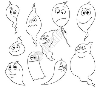 一套友好的漫画矢量鬼魂图片素材