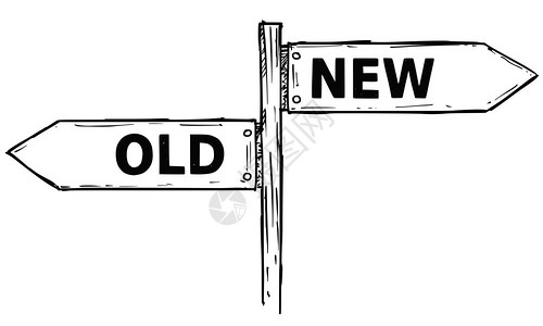 往左用两支箭头向左和右指旧决定南或新插画