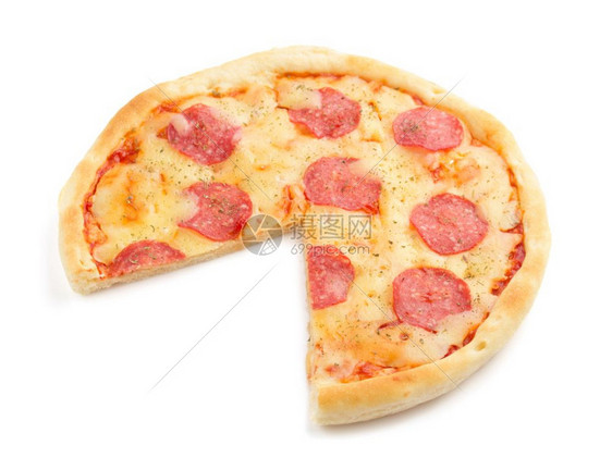 白背景孤立的辣椒尼披萨图片