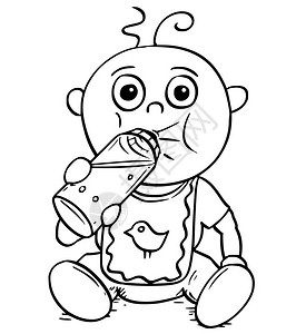 喝奶卡通图片