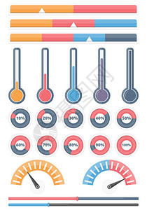 指标一套不同的指标横向指标血压条温度计圆进指标项目信息要素矢量eps10插图图片