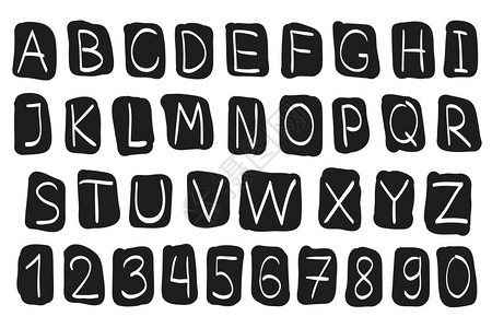 手画字体矢量母和数图片