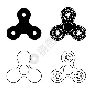 Fidgetspinners黑色环影和轮廓图画矢量简单演示手玩具图片