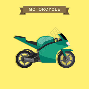 运动自行车平板插图矢量摩托车运动自行车平板风格图片