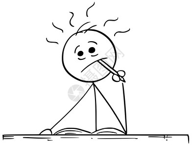 插画  |                         咬铅笔的火柴人