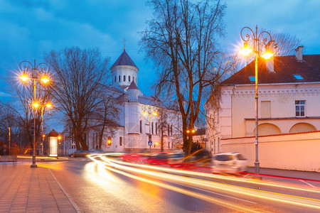 立陶宛维尔纽斯市老城夜景图片