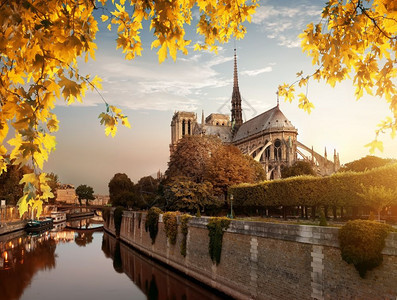 法国巴黎塞纳河圣母院和公园图片