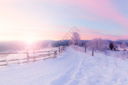 冬季山雪丘全景图片