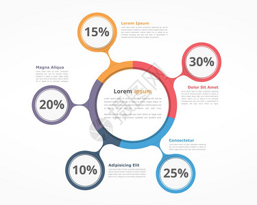 饼图设计模板用于演示和报告的商业信息图矢量eps10插图背景图片