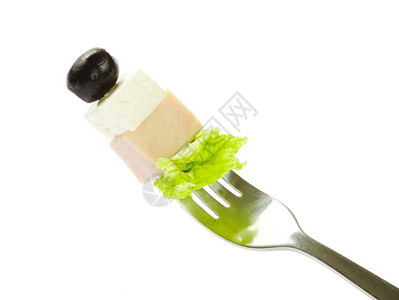 在白背景上隔绝的叉子新鲜蔬菜图片