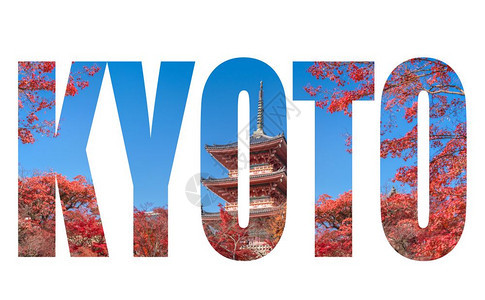 日本京都市的红塔秋天叶图片