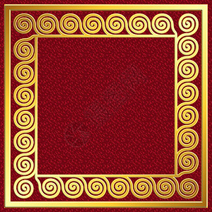 带有希腊米德模式的黄金方格框带有传统的希腊古老米德模式用于设计板的红色背景图片