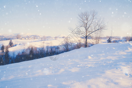美丽的冬季山雪高景观图片