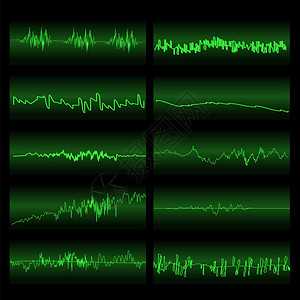 绿色声音波集平衡器屏幕音乐振动图无线电波振荡图背景图片
