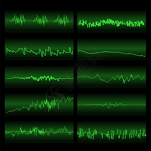 绿色声音波集平衡器屏幕音乐振动图无线电波振荡图图片