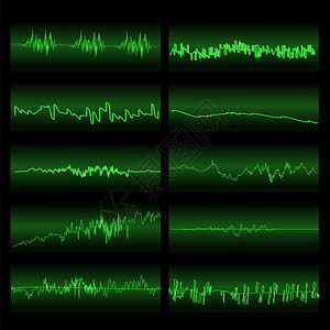 绿色声音波集平衡器屏幕音乐振动图无线电波振荡图背景图片