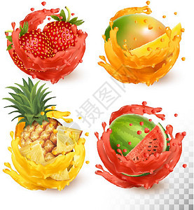 芒果草莓西瓜菠萝 图片