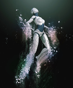 机器人和粉碎成尘3d插图图片