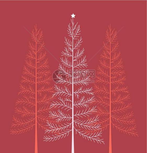 圣诞快乐贺卡树矢量插图图片