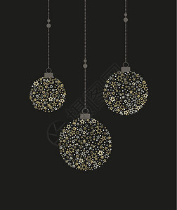 圣诞球装饰节的矢量插图由星制作的圣诞球装饰贺卡快乐图片