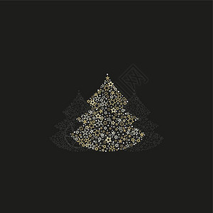 圣诞树装饰的矢量插图由星制作的圣诞树装饰贺卡快乐图片