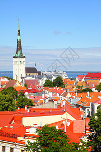 爱沙尼亚圣奥拉夫和尔斯柯圣奥拉夫和尔斯柯古城塔林的Vew图片