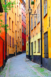 瑞典斯德哥尔摩多彩老街观图片