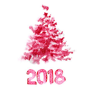 2018年新快乐红水彩圣诞树图片