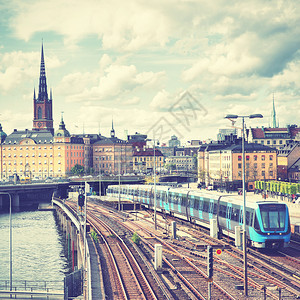 瑞典斯德哥尔摩的视图Rentro风格过滤图像图片