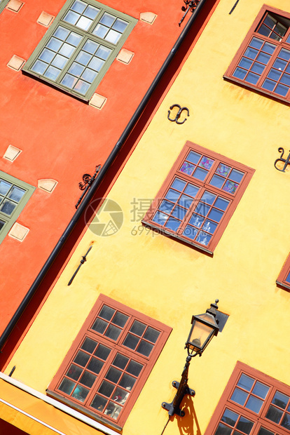 瑞典斯德哥尔摩Sttortortororget两座最有名的房屋墙壁图片
