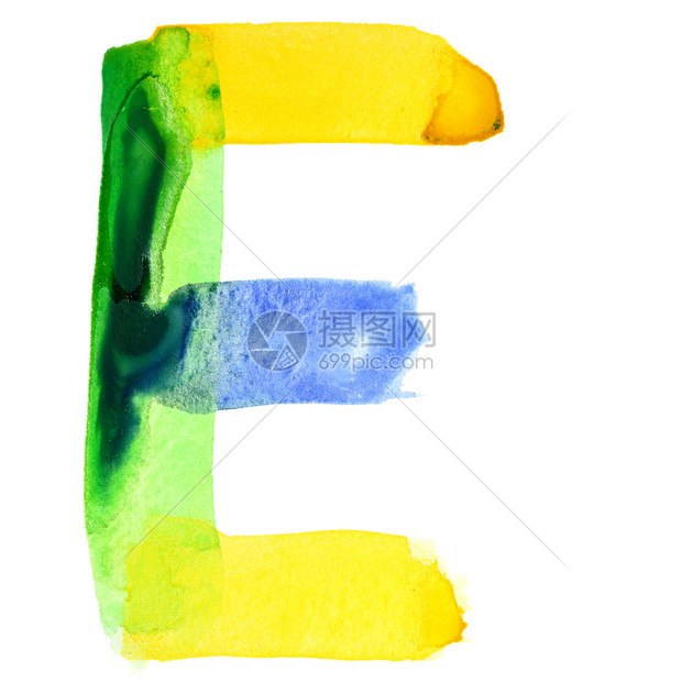 字母E活水彩色字母表颜类似于巴西图片