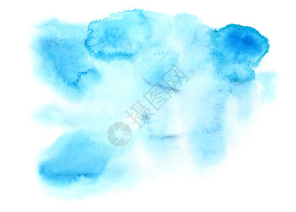 白色背景上隔绝的纸浅蓝色抽象水污点图片