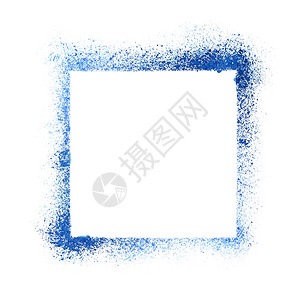 白色背景上隔绝的蓝色喷雾钢铁板框图片