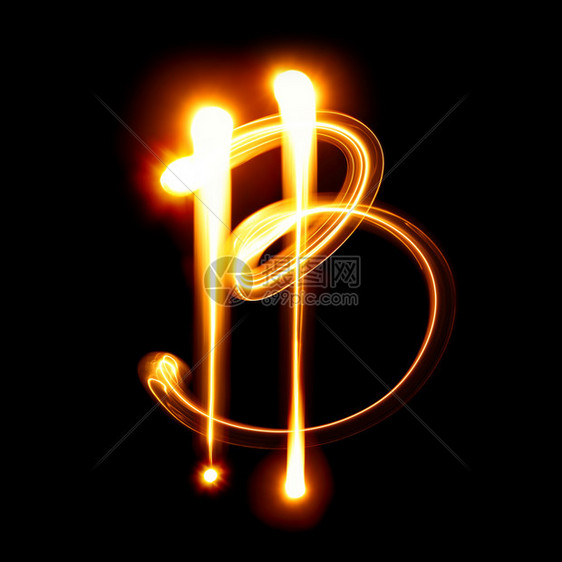 Bitcoin在黑色背景上的比特币符号浅色绘图图片