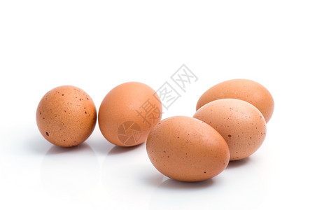 空白背景上的五个鸡蛋图片