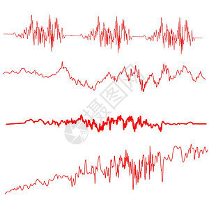 红色声音波集平准屏幕音乐振动图无线电波振幅背景图片