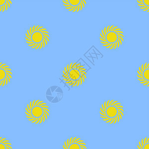 蓝色背景上的黄太阳无缝模式黄色太阳无缝模式图片