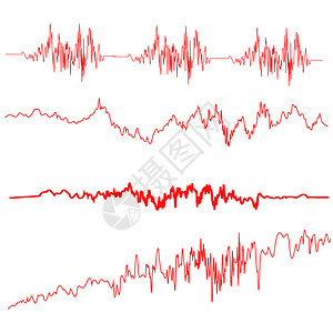 红色声音波集平准屏幕音乐振动图无线电波振幅图片