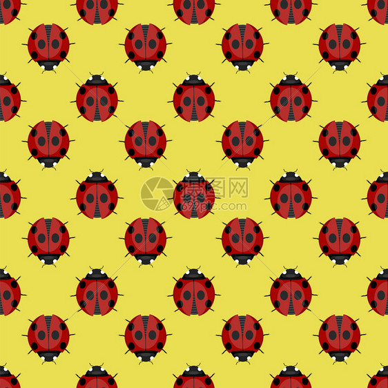 黄色背景上的无缝Ladbug模式青蛙纹理无缝的Ladbug模式图片