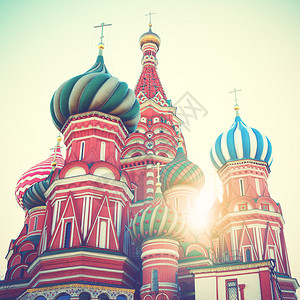 莫斯科红广场大教堂Retro风格过滤图像图片