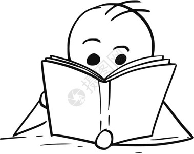 克诺斯邦看书的火柴人小孩插画