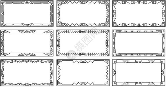 一套各种艺术几何装饰框架标签设计图片