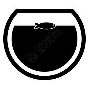 黑色鱼缸中的小鱼矢量设计元素图片
