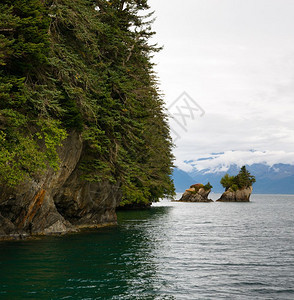 美丽的岩石buttetsjutt出海洋种植被背景图片