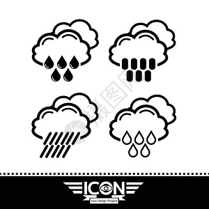 天气符号沙尘暴雨云图标背景